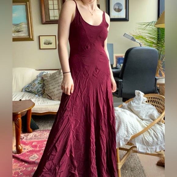 Let Me Be Anthropologie Maxi Maroon Dress Size S - Picture 1 of 4